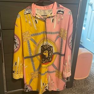 multicolor button down dress
